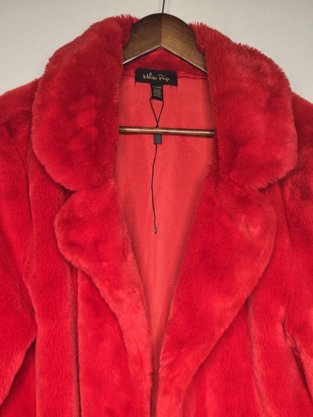 New! Melissa Paige Red Faux-Fur Teddy Coat Outerwear Plush Winter Jacket XL - Picture 2 of 9